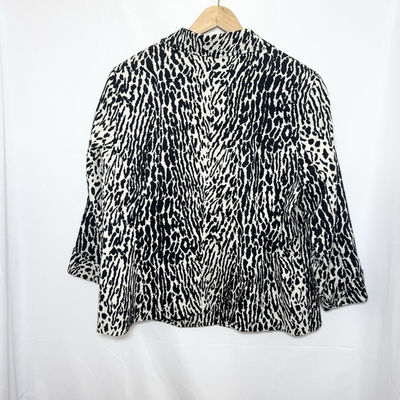 Talbots Animal Print Jacket Blazer 16W Cotton Blend Lined 3/4 Sleeves Career - Picture 2 of 9